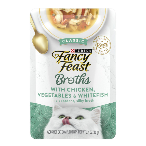 Cat Food & Care Purina Fancy Feast Lickable Wet Cat Food Broth Topper Classic, Chicken, Vegetables and Whitefish hero