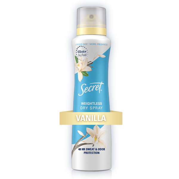 Deodorants Secret Dry Spray Antiperspirant Deodorant, Vanilla and Argan Oil hero