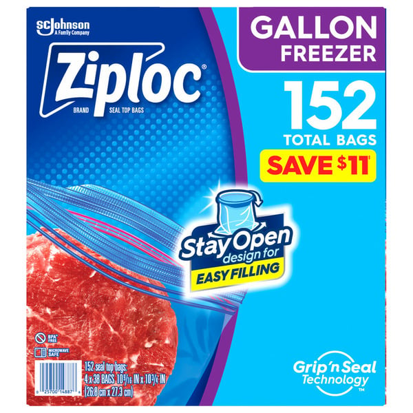 Food Storage Ziploc Freezer Gallon Bags hero