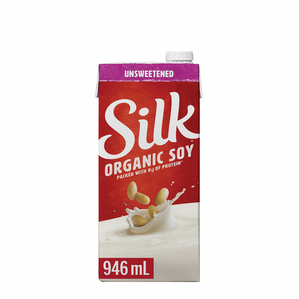 Soy & Lactose-Free Silk Organic Soy Beverage, Unsweetened Original, Dairy-Free, Shelf Stable hero