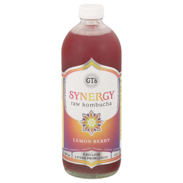 GT's Living Foods Kombucha, Raw, Lemon Berry hero