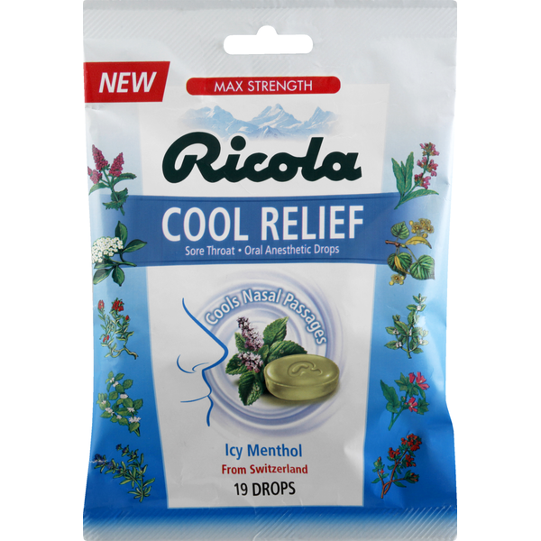 Cold, Flu & Allergy Ricola Cool Relief Drops, Max Strength, Icy Menthol hero