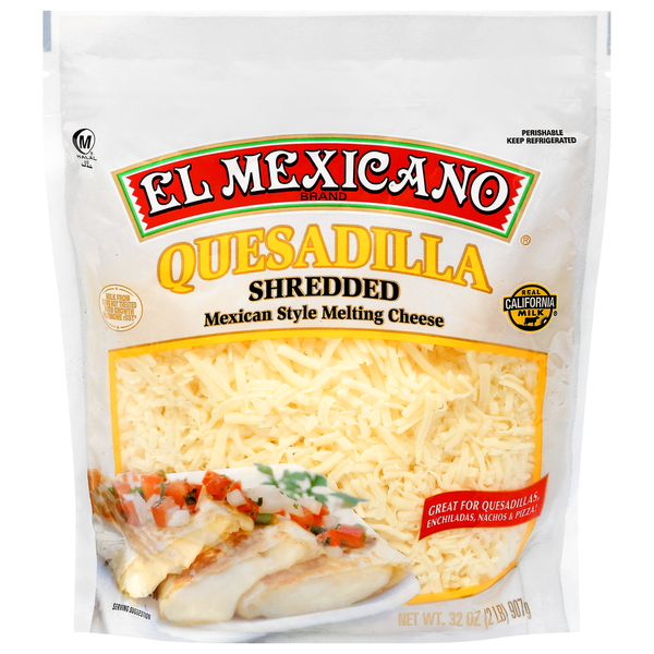 Packaged Cheese El Mexicano Melting Cheese, Mexican Style, Quesadilla, Shredded hero