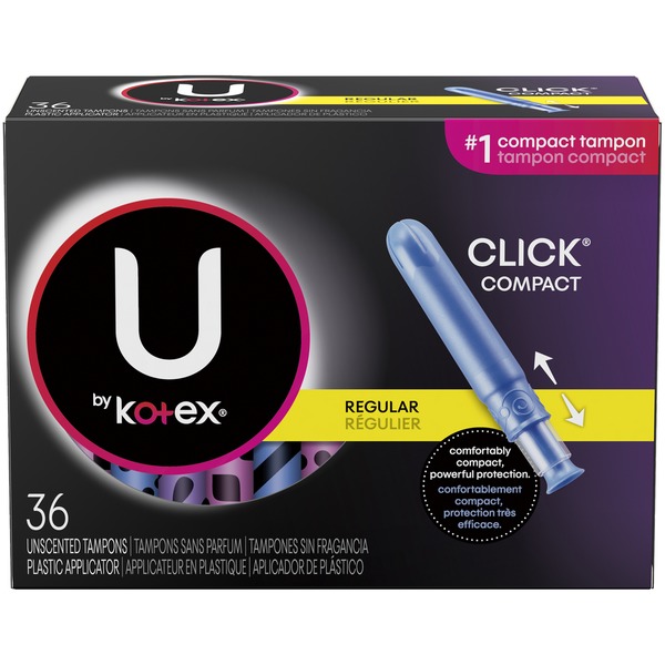 Feminine Care U by Kotex Click Compact Tampons, Regular Absorbency, Unscented, 36 Count hero