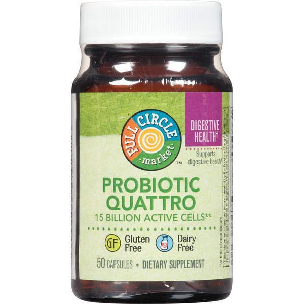 Vitamins & Supplements Full Circle Probiotic Quattro 15 Billion Active Cells Supports Digestive Health Dietary Supplement Capsules hero