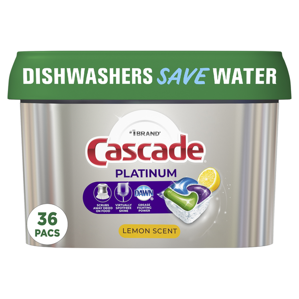 Dish Detergents Cascade Platinum Dishwasher Detergent Pods, Lemon hero