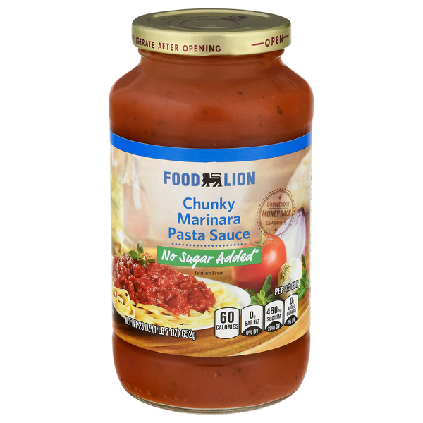 Pasta Sauce Food Lion Pasta Sauce, Marinara, Chunky hero