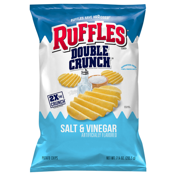 Chips & Pretzels Ruffles Potato Chips, Salt & Vinegar hero