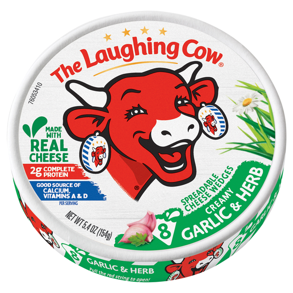 Cheese The Laughing Cow Creamy Garlic & Herb Spreadable Cheese Wedges hero