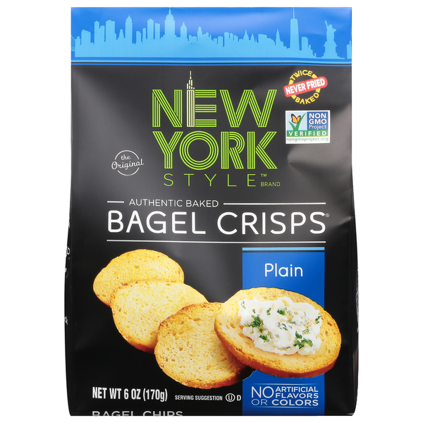 Crackers New York Style Bagel Crisps, Plain hero