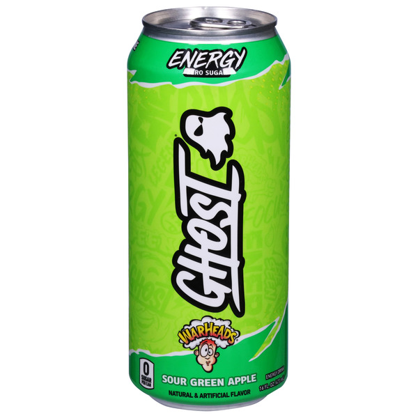 Energy & Sports Drinks GHOST Energy Drink, Zero Sugar, Sour Green Apple, Warheads hero