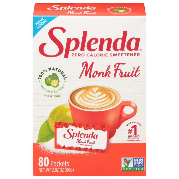 Sugars & Sugar Substitutes Splenda Sweetener, Monk Fruit, Zero Calorie hero