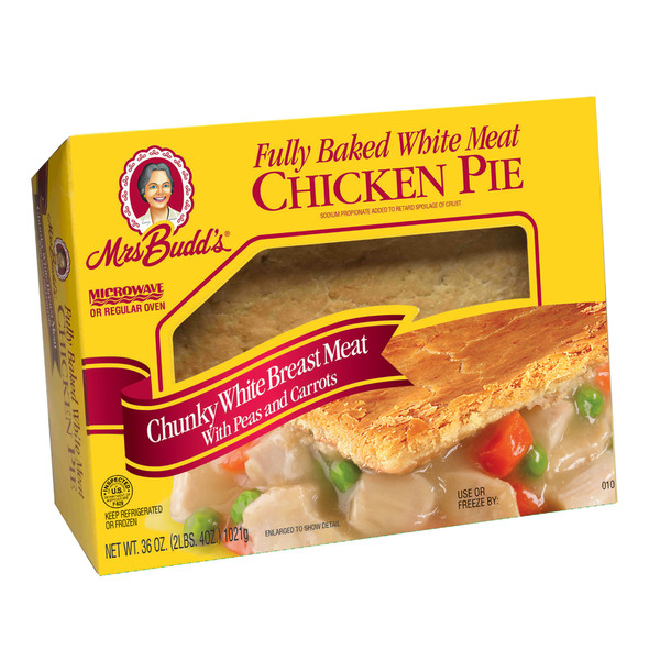 Frozen Meals Mrs. Budd's White Meat Chicken Pie with Peas & Carrots hero