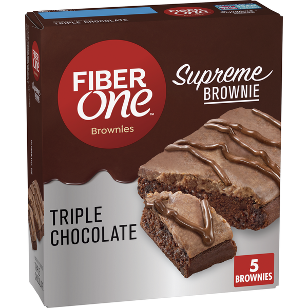 Energy & Granola Bars Fiber One Triple Chocolate Supreme Brownies Low Calorie Dessert Snack Bars hero