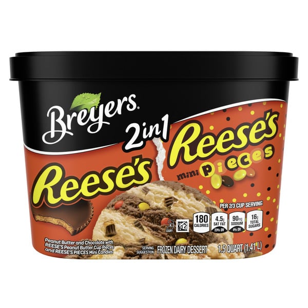 Frozen Dessert Breyers Frozen Dairy Dessert 2In1 Reese'S Reese'S Pieces hero