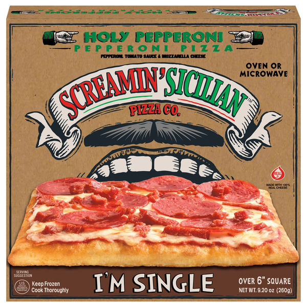 Frozen Pizza Screamin' Sicilian Pizza, Holy Pepperoni, I'm Single hero