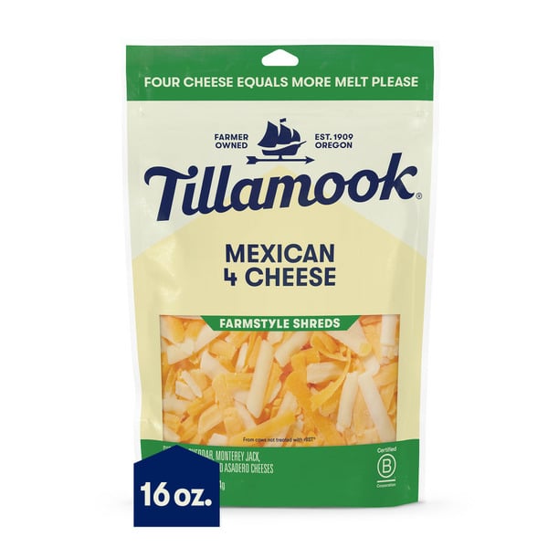 Tillamook Farmstyle Mexican 4 Cheese Blend Shredded Cheese hero