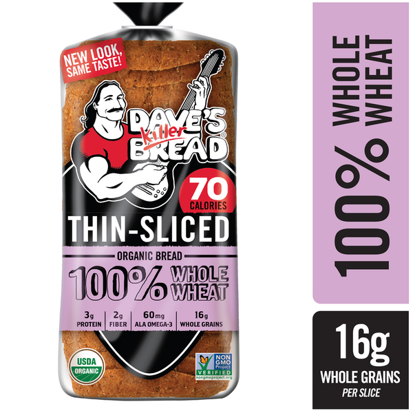 Bread Dave's Killer Bread Thin Sliced Whole Wheat Organic Bread hero