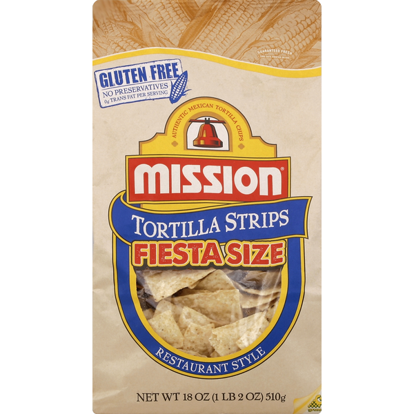 Chips & Pretzels Mission Tortilla Strips, Restaurant Style, Fiesta Size hero