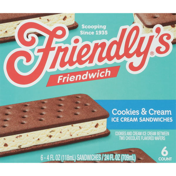 Ice Cream & Toppings Friendly's Cookies n' Cream Dreams Friendwich Ice Cream Sandwiches hero