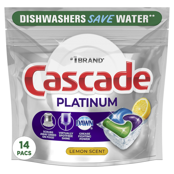 Dish Detergents Cascade Dishwasher Detergent Pods, Lemon hero