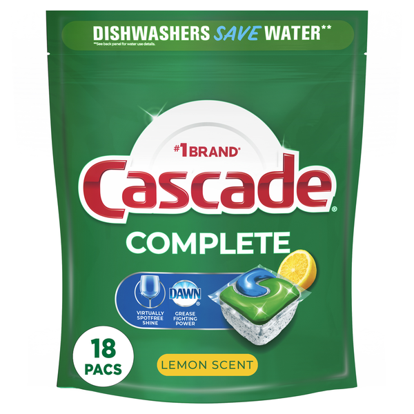 Cleaning Products Cascade Complete Dishwasher Pods, Lemon hero