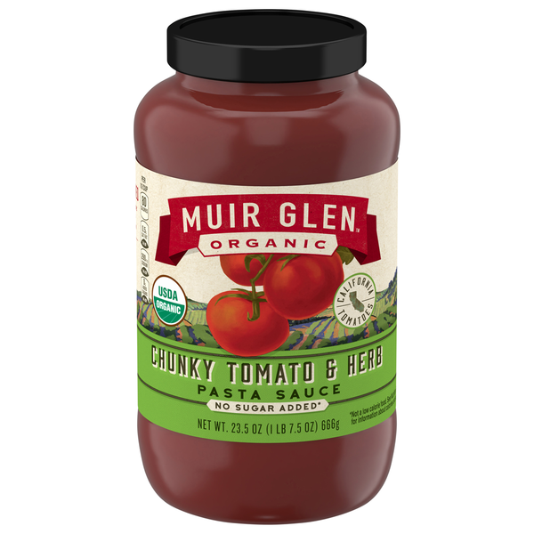 Muir Glen Pasta Sauce, Chunky Tomato & Herb hero