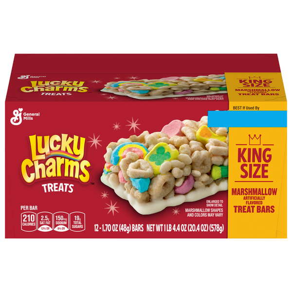 Cereal Lucky Charms Treat Bars, Marshmallow, King Size hero