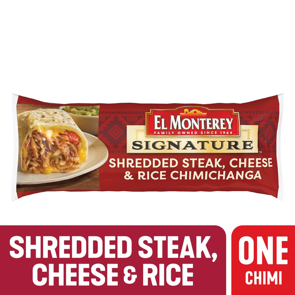 Frozen Meals El Monterey Signature Shredded Steak & Three-Cheese Chimichanga hero