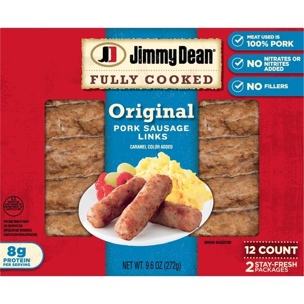 Hot Dogs, Bacon & Sausage Jimmy Dean Fully Cooked Original Pork Sausage Links hero