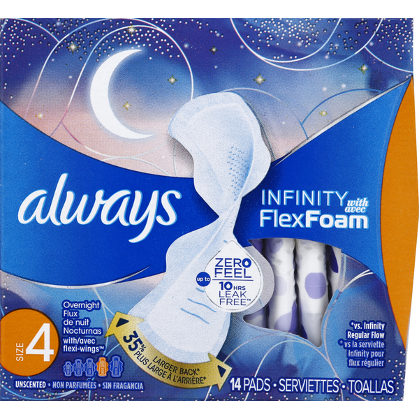 Feminine Care Always Overnight Sanitary Pads with Wings hero