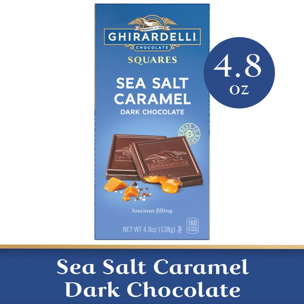 Ghirardelli Sea Salt Caramel Dark Chocolate Squares Bar hero