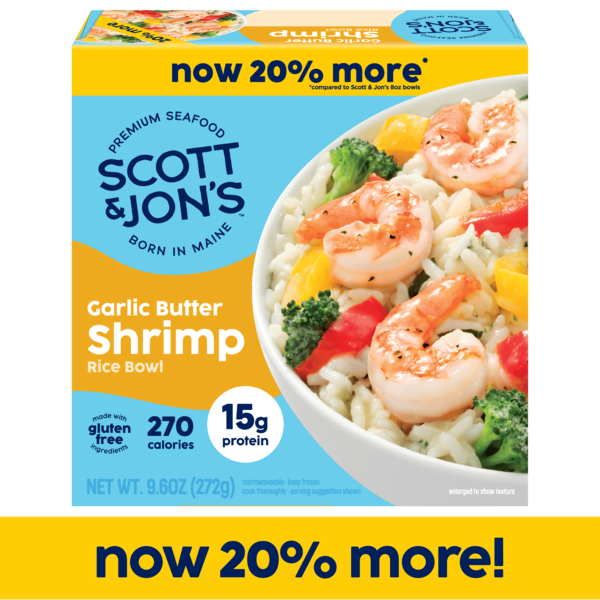 Frozen Meals Scott & Jon's Garlic Butter Shrimp Rice Bowl, Frozen Meal hero