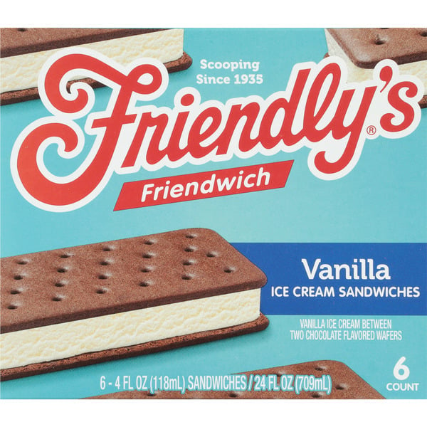 Ice Cream & Toppings Friendly's Vanilla Friendwich Ice Cream Sandwiches hero