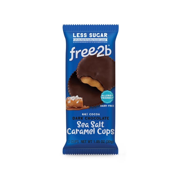 Candy & Chocolate Free2b Dark Chocolate Sea Salt, Caramel Cups hero