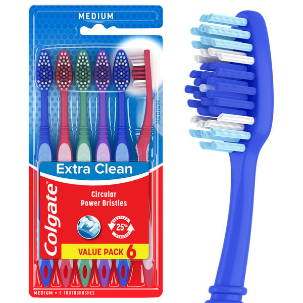 Oral Care Colgate Extra Clean Medium Toothbrushes Pack with Tongue Cleaner hero