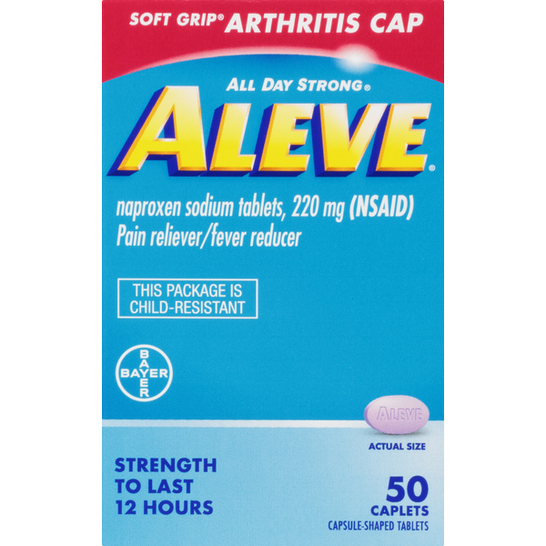 Muscles, Joints & Pain Relief Aleve Pain Reliever/Fever Reducer, Caplets, Soft Grip Arthritis Cap hero