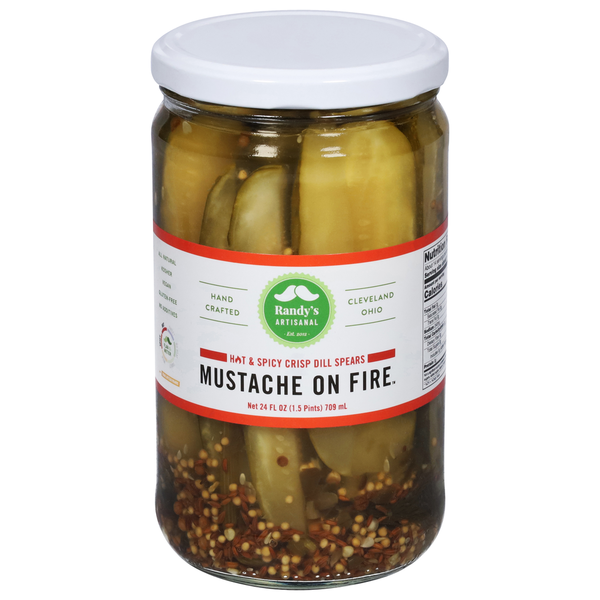 Pickled Goods & Olives Randy's Artisanal Dill Spears, Mustache on Fire, Crisp, Hot & Spicy hero