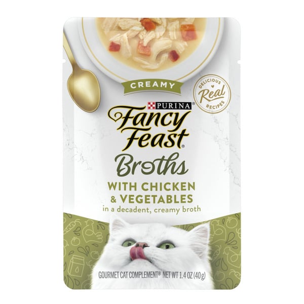 Cat Food & Care Purina Fancy Feast Lickable Wet Cat Food Broth Topper, Creamy With Chicken and Vegetables hero