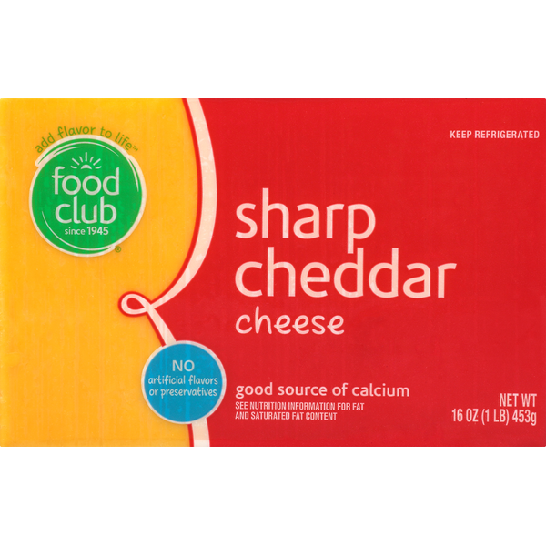 Packaged Cheese Food Club Cheese, Sharp Cheddar hero