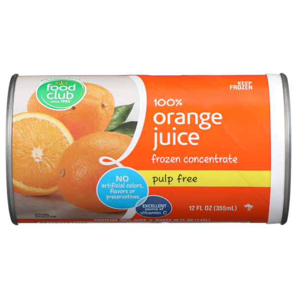 Juice & Nectars Food Club 100% Orange Pulp Free Juice Frozen Concentrate hero