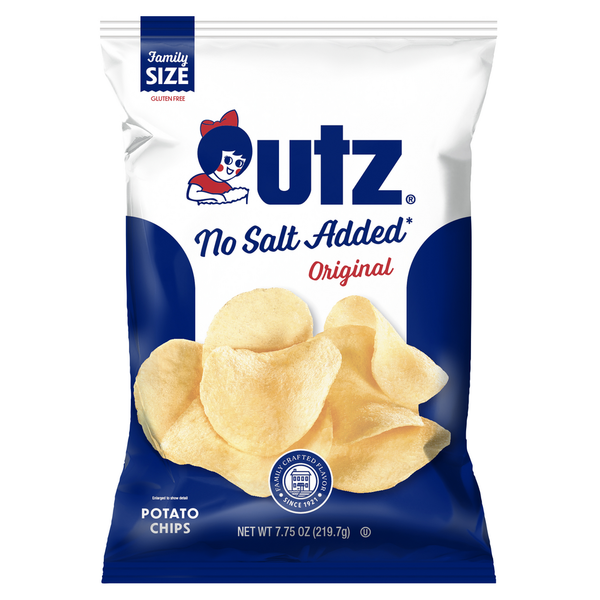 Chips & Pretzels Utz No Salt Added Original Potato Chips hero