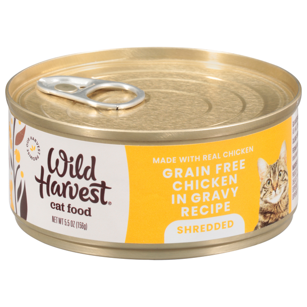 Cat Food & Care Wild Harvest Cat Food, Grain Free, Chicken in Gravy Recipe, Shredded hero