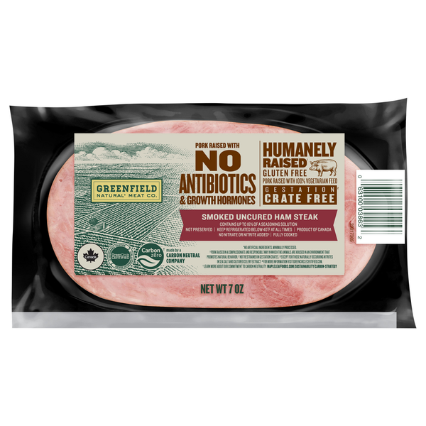 Packaged Meat Greenfield Natural Meat Co. Smoked Uncured Ham Steak hero