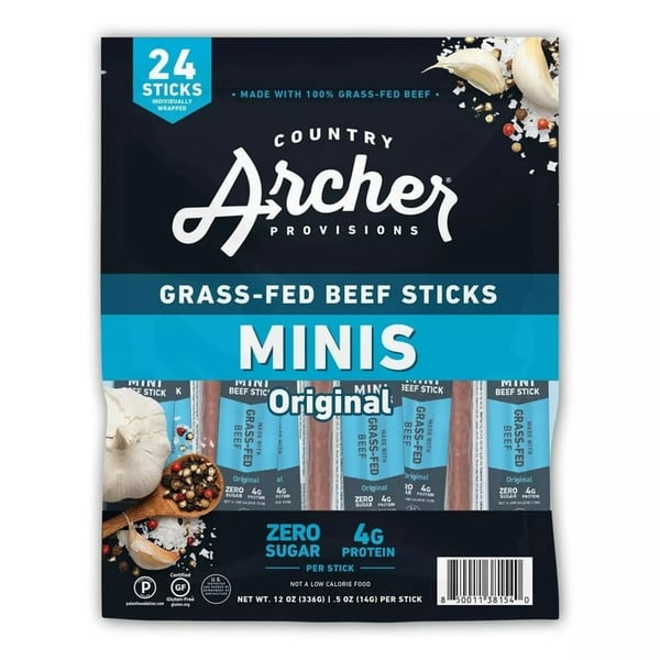 Popcorn & Jerky Country Archer Mini Jerky Beef Sticks, Original, Grass-Fed hero