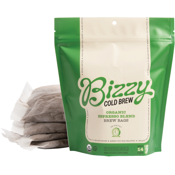 Coffee Bizzy Cold Brew Organic Cold Brew Coffee, Espresso Blend, Brew Bags, 14 cups hero