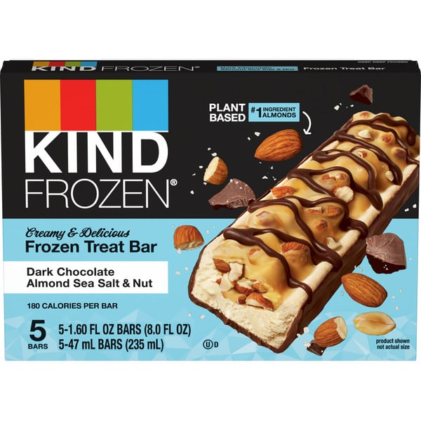 Ice Cream & Ice KIND Dark Chocolate Almond Sea Salt & Nut Treat Bars hero