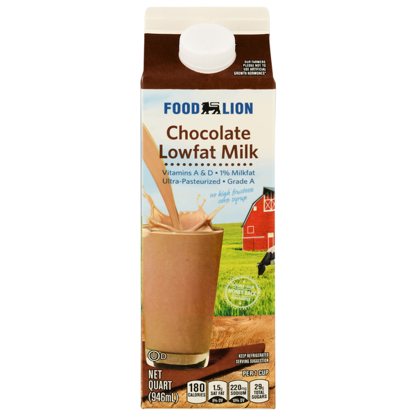 Milk, Soy & Lactose Free Food Lion Milk, Chocolate, 1% Lowfat hero