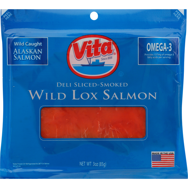 Packaged Seafood Vita Salmon, Wild Lox, Deli Sliced-Smoked hero