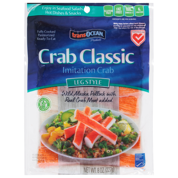 Canned Meat & Seafood Trans-Ocean Imitation Crab, Leg Style hero